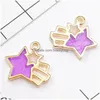 매력 100pcs/lot 18x18mm 에나멜 슈팅 스타 펜던트 DIY 보석 액세서리 목걸이 팔찌 제작 금속 금속 드롭 DH6CV