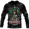 Capuz de moletons masculinos Crânio de Natal 3D Camisetas de moda de etono impressas para roupas de férias streetwear 230213