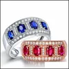 Met zijstenen Vintage Rose Gold Wedding Rings For Women Fashion Jewelry Luxe witte zirkoon verlovingsring Drop levering DHPLV