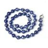 Chains Dark Blue Stone Beads With White Stripes 10mm Fit DIY Synthetic Emperor Necklace 18inch Preferred Gifts H433