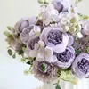 Fleurs décoratives Pivoine 5 Têtes Faux Centres De Fleurs Pour Les Tables Vintage Bouquet De Soie Artificielle Maison De Mariage