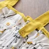Novos conjuntos de roupas meninas roupas enroladas tsshirtlong calças de faixa floral saia de estampa floral pcs terno de roupa infantil