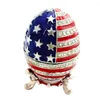 Jewelry Pouches Vintage Stars And Stripes Egg Shape Enamel Box Ring Holder Organizer