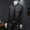 Men's Jackets Star Letter Jacquard Men Vintage Business Bomber Jacket 2023 Fall Social Club Outfits Floral Streetwear