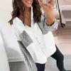 Kvinnors blusar Autumn Style Shirt Jacket Kvinnor Långärmad Pocket Leopard Print Lapel Cardigan Top Loose Irregular Femme Coat