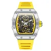 Orologi da polso ONOLA ON3828 Orologio scheletrato quadrato da uomo automatico moda orologi sportivi luminosi meccanici per