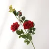 Kwiaty dekoracyjne czerwona róża sztuczny jedwabny bukiet wysokiej jakości róża panna młoda domowa dekoracja domowa sztuczna faux walentynki prezent