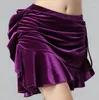 Salia de desgaste do palco Velvet Hip Ruffle Autumn Belly Dance Sexy Dress Practice