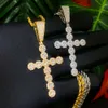 Подвесные ожерелья New Hip Hop Cross Cross Cross Sending Ожерелье Золотое серебристоло