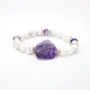 Charm Bracelets Raw Rough Amethysts White Howlite Bracelet Yoga Jewelry Healing Stone Beaded Boho
