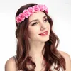 Decorative Flowers 7 Colors Fashion Bohemia Style Rose Flower Headbands Girl Floral Crown Hairband Wedding Hair Garland Bridal