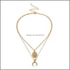 Anhänger Halsketten Hübsche Mtilayer-Anhänger Chic Charm Choker Halskette Böhmischer Schmuck Großhandel Farbe Goldketten Drop Lieferung Dhh2Y