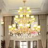 Lampadari Lampadario di cristallo di lusso Reparto vendite luminose Casa modello oro Tre piani Grande ramo di un albero di scale El