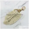 Nyckelringar Bohemian Beach Keys Chains Tassel Ring Party Favor Gifts Keyrings Hand Woven Leaf Bag Accessories Rope Pendant 1613 T2 DRO DHPJO