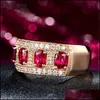 Met zijstenen Vintage Rose Gold Wedding Rings For Women Fashion Jewelry Luxe witte zirkoon verlovingsring Drop levering DHPLV