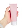 100 g roze mat squeeze slang cosmetische plastic fles navulbare reis gezichtsreiniger handcrème extrusiebuizen met gouden dop /witte dop