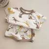 Ensembles de vêtements vêtements d'été bébé dessin animé dinosaure costume à manches courtes haut en coton pour enfants t-shirt short vêtements de sport décontractés