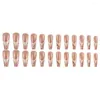 False Nails 24pcs French Detachable Nail Tips Full Cover Marble Grain Pattern Fake Long Ballerina