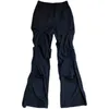 Men's Pants IEFB High Street Pleated Overalls Fashion Loose Straight Button Casual Male Trousers Solid Color Darkwear 9A6007 Y2302