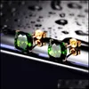 Charm Square Emerald Earrings For Women And Men Small Stud Fine Needle Fourclaw Sier Earring Drop Delivery Jewelry Dhgy8