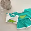 Roupas conjuntos de roupas de verão Ano de dinossauro de carrinho de bebê Dinosauro Terno de manga curta Caminhada de algodão infantil Casual Sportswear