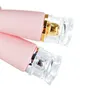 100g rose tuyau de compression givré cosmétique bouteille en plastique rechargeable voyage nettoyant pour le visage crème pour les mains extrusion tubes avec capuchon en or / capuchon blanc