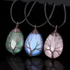 Anhänger Halsketten Tiefsee Charme Blau Kristall Halskette Herren- und Frauen Modeschmuck Vintage Tree of Life Party Geschenk