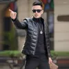 Men's Down Short Large Size Mink Stand Collar Winter Coat Men Slim Warm Tide Motorcycle Jackets Korean Male Leather Jacket