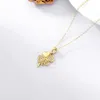 Chains YFN 14k Solid Gold Clover Luck Necklace For Women Cute Heart Necklaces Lucky Dainty Fine Jewelry