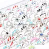 Clusterringen 20 stks/Lot mode sieraden roestvrijstalen ring voor vrouwen eenvoudige cartoon feestgeschenken drop levering 202 dh5b0