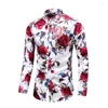 Męskie koszule swobodne wiosenne modne kwiaty z długim rękawem guziki róży w dół towarzyska hawajska koszula kwiatowa plus rozmiar 5xl 6xl 7xl