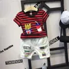 Sets Boys Clothing y Fashion Striped Food Print shortsleeved suit Children's Casual Shorts Cotton