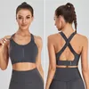 Yoga-outfit Women Fitness Bra Crop bovenkant Zipper strakke Sport Plus Maat verstelbare riem Gym Versterkte anti-riem borstkussen