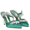 أحذية Lurum Satin Sandals للنساء البغال المصنوعة من الكعوب العالية تنزلق على Slippers Lady EU35-43