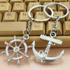 Nyckelringar Metal Boat Anchor and Rudder Keychain Pirate Roder Keyring Love Letter Par Key Chains Men Women Bag Tillbehör G230210