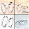 Couple Rings 2Pcs Love Sets Zircon Ring Fashion Sier Jewelry Romantic Lover Set Drop Delivery Dhnpu