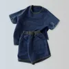 Roupas conjuntos de roupas de verão Ano do traje esportivo infantil New Color Contrast Printing Baby Shorts de manga curta confortável Twopiec
