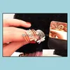 Band Rings Engagement Elegant Rhinestone Pentagram Star Love Spiral Spring Finger Ring Wedding Drop Delivery Jewelry Dhsej
