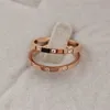 Bandringar Titanium Steel Small Cubic Zirconia Wedding Ring for Woman Rose Gold Color Crystal Wedding Jewelry KK009 G230213