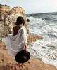 مصمم نساء فاخر الأكمام طويلة الأكمام تغطية LXF1331 الصيف السباحة الشاطئ Smock Crepe القماش بيكيني قمصان واقية من الشمس كريب القماش