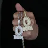 New HipHop CZ Letter O Block Pendant Necklace Gold Plated Iced Out Bling Cubic Zirconia Micro Pave Charm Men Women Jewelry