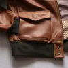 Men's Leather Faux Quality Super Coat Genuine Cow Cowhide Stylish Durable Vintage A2 Jacket 230213