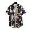 Camisas informales para hombre, con bolsillo de parche, de secado rápido, versátil, estampado de letras de verano, camisa hawaiana para vacaciones, ropa diaria