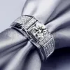 Diamond paar ringen voor mannen vrouwen glanzende kristal verstelbare maat mode geschenken verloving bruiloft hoge kwaliteit sieraden