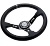 Volante da corsa con piatto profondo da 350 mm e 14 pollici, telaio in alluminio, pelle PVC, peso leggero, 9 fori, pulsante sportivo e clacson3110850