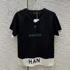 女性用Tシャツデザイナー2023ビスコースTシャツニットレターパターンミラノ滑走路クロップトップTシャツ服ハイエンドカスタムIRIE