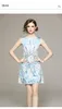 Girl Boutique Printed Dress Sleeveless Dress 2023 Spring Summer Vest Dress High-end Fashion Lady Dresses OL Dresses