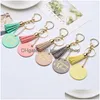 Key Rings Disc Tassel Keychain Bronzing Letter Pendant Leather Chain Bag Pendants Mother Day Party Gift Supplies 5 Colors 1254 B3 Dr Dha0T