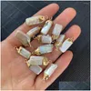 Charms Natural Freshwater Pearl Rectangar Pendant Jewelry Accessories Used For Diy Making Necklace Bracelet Size 5X1510X25Mm Dhxir