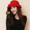 Wide Brim Hats Bucket Hats Winter Hat for Women 1920s Gatsby Style Flower Warm Wool Fedora Winter Cap Ladies Church Hats Cloche Bonnet Femme Felt Fedoras 230211